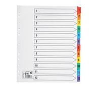 5 Star Maxi Index Extra-Wide 230 Micron Card with Coloured Mylar Tabs 1-12 A4 White (3)