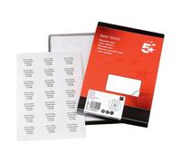 5 Star Multipurpose Labels – Laser/Copier/Inkjet – 63.5×38.1mm White – Pack of 5250