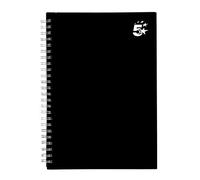 5 Star Notebook Wirebound Hard Cover Ruled 80gsm A5 140Pg Black Pack of 5