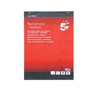 5 Star Flipchart Pad A1 - Perforated, 40 Sheets, Feint 20mm Squared - Pack of 5