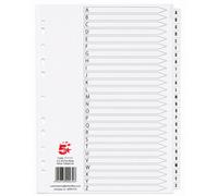 5 Star Office A4 A Z Index Dividers 26 Mylar Reinforced Alphabetical Tabs Multipunched