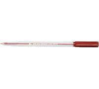 5 Star Office Ball Pen Clear Barrel Medium 1.0mm Tip 0.7mm Line Red [Pack 50]