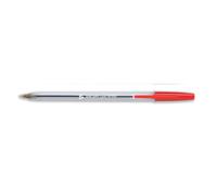 5 Star Office Ball Pen Clear Barrel Medium 1mm Tip 0.4mm Line Red (Pack of 50)