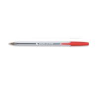 5 Star Office Ball Pen Clear Barrel Medium 1mm Tip 0.4mm Line Red (Pack of 50)