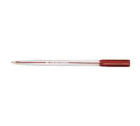 5 Star Office Ball Pen Clear Barrel Medium 1mm Tip 0.7mm Line Red (Pack of 20)