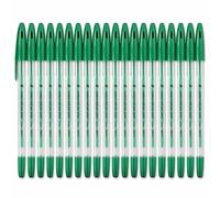 5 Star Ball Pen Office 939915 - 1.0/0.7 mm Clear Barrel Medium Tip - Green (Pack 20)