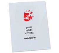 5 Star 356505 Office Binding Covers 250gsm Plain A4 Gloss White [Pack 100]