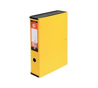 5 Star Office Box File Lock Spring with Ring Pull and Catch 75mm Spine Foolscap Yellow [Pack 5]