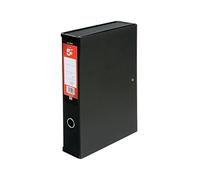 5 Star Office Box File Lock Spring with Ring Pull and Catch 75mm Spine Foolscap Black [Pack 5]