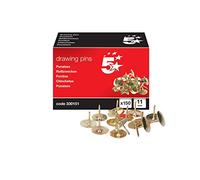 5 Star Office Brassed Drawing Pins of 11mm Head Diameter [Pack 150]