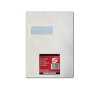 5 Star C4 Envelope Window Peel and Seal 90gsm - White (Pack of 10)