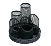 5 Star Office Desk Tidy Wire Mesh Scratch Resistant Non-Marking Base 5 Compartment Black