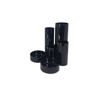 5 Star Office Desk Tidy with 6 Compartment Tubes Black