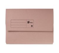 5 Star Document Wallet Half Flap 285gsm Recycled Capacity 32mm A4 Buff (Pack of