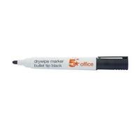 5 Star Office Drywipe Marker Xylene/Toluene-free Bullet Tip 3mm Line Black (Pack of 12)