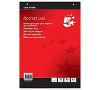 5 Star Office Flipchart Pad Perforated 40 Sheets A1 Plain, Red