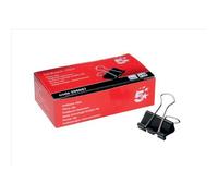 5 Star Office Foldback Clips 25mm Black [Pack 12]+ Free finchley Refill Pen (1)