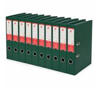5 Star Office Foolscap Lever Arch Files (10 Pack) - 70mm Spine, Green Polypropylene Ring Binders with Reinforced Edge, Spine Label & Finger Pull - Heavy Duty Filing Storage