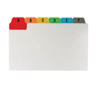 5 Star Office Guide Card Set A-Z Reinforced 5x3in 127x76mm White with Tabs Multicoloured + Free Finchley Refill Pen