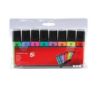 5 Star Highlighters – Chisel Tip 1-5mm Line – Assorted – Wallet of 8