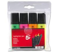 Fivestar 5 Star Highlighters Chisel Tip 1-5mm Line Assorted Wallet 4