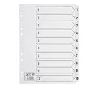 5 Star Office Index 1-10 Multipunched Mylar-Reinforced Strip Tabs 150gsm A4 White+ Free finchley Refill Pen (6)