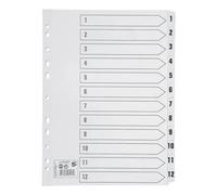 5 Star Office Index 1-12 Multipunched Mylar-Reinforced Strip Tabs 150gsm A4 White + Free finchley Refill Pen (5)