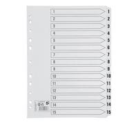 5 Star Office Index 1-15 Multipunched Mylar-Reinforced Strip Tabs 150gsm A4 White + Free finchley Refill Pen (3)