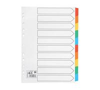5 Star Office Index 150gsm Card with Coloured Mylar Tabs 10-Part A4 White