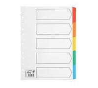 5 Star Office Index 150gsm Card with Coloured Mylar Tabs 5-Part A4 White