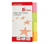 5 Star Office Index Neon Paper Page Markers 20x50mm 50 Sheets per Colour Assorted [Pack 5]+ Free finchley Refill Pen (2)