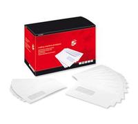 5 Star Mail Machine Envelopes Window Gummed 90gsm C5 White [Pack of 500]