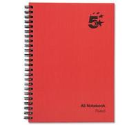 5 Star office Manuscript Notebook Wirebound 70gsm Ruled 160pp A5 Red (Pack of 5)