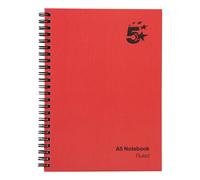 5 Star Wirebound Notebook Ruled 70gsm 160 Page A5 Red (Pack of 5) 912939