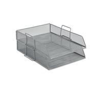 5 Star Office Mesh Letter Tray Scratch Resistant Stackable Front Load Portrait Foolscap Silver