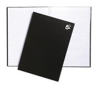 5 Star Notebook Casebound Hard Cover Ruled 80gsm A4 Black [Pack 5]