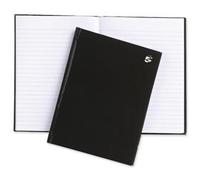 New. 5 Star Notebook Casebound Hard Cover Ruled 80gsm A5 Black [Pack 5]