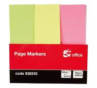 5 Star Office Paper Page Markers 100 Sheets per Pad 25x76mm