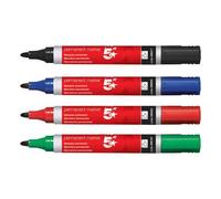 5 Star Office Permanent Marker Xylene/Toluene-Free Smear Proof Wallet Bullet Tip 2mm Line Asstd [Pack 4]+ Free finchley Refill Pen (2)