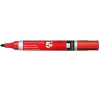 5 Star Office Permanent Marker Xylene/Toluene-free Smearproof Bullet Tip 2mm Line Red [Pack 12]