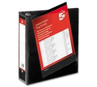 5 Star Office Presentation Binder Poly 4 D-Ring 65mm A4 Black Pack 10