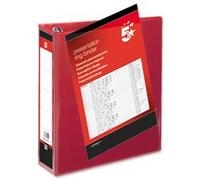 5 Star Presentation Ring Binder PVC 4 D-Ring 65mm Size A4 Red [Pack 10]