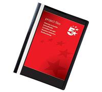 5 Star Office Project Flat File Lightweight Polypropylene with Indexing Strip A4 Black [Pack 5]