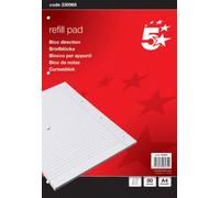 5 Star Office Refill Pad Feint Headbound Ruled with Margin 4-Hole Punched 80 Sheets A4 [Pack 10], White