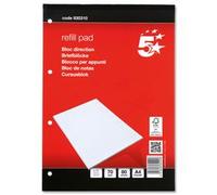5 Star Office FSC Refill Pad Headbound 70gsm Ruled Margin Punched 4 Holes 160pp A4 Red [Pack of 10]