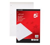 5 Star Office Refill Pad Headbound 60gsm Ruled Margin Punched 4 Hole 160pp A4 Red/White (Pack of 10)
