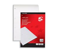 5 Star Office Refill Pad Headbound Feint Ruled 4-Hole Punched 80 Sheets A4 [Pack 10], White