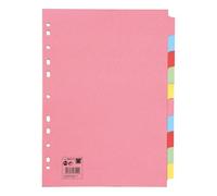 5 Star Office Subject Dividers 10-Part Recycled Card Multipunched 155gsm A4 Assorted
