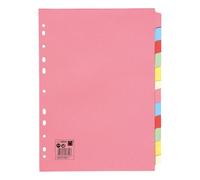 5 Star Office Subject Dividers 12-Part Recycled Card Multipunched 155gsm A4 Assorted