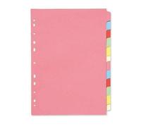 5 Star Office Subject Dividers 12-Part Recycled Card Multipunched 155gsm A4 Assorted -FST